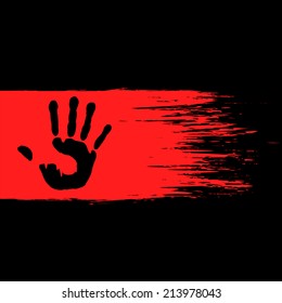 hand print on the red paint