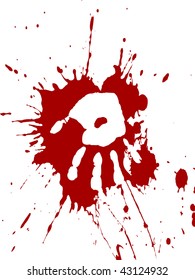 hand print on red splash - vector