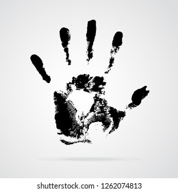 Hand print on white background, Print of hand of human, cute skin texture pattern,grunge illustration. Scanning the fingers, palm on white background, vector illustration