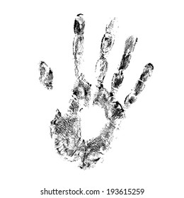 Hand print on white background. Vector illustration.
