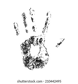 Hand print on white background. Vector illustration.