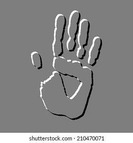 Hand print on white background. Vector illustration.