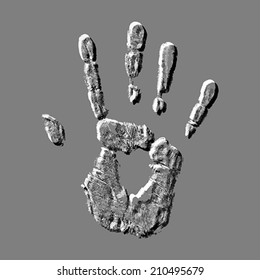 Hand print on white  background. Vector illustration.