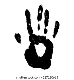 Hand print on white background. Vector illustration.