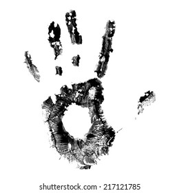 Hand print on white background. Vector illustration.