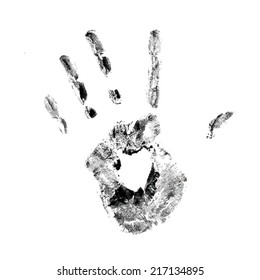 Hand print on white background. Vector illustration.