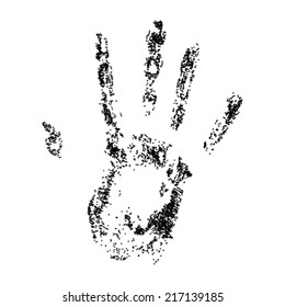 Hand print on white background. Vector illustration.