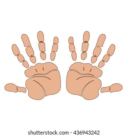 Hand print on a white background. Vector illustration