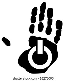 hand print with power symbol - connected to the power