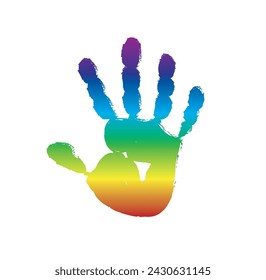 Hand print in rainbow colours, vector