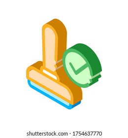 Hand Print Seal Approved Mark Element vector isometric sign. color isolated symbol illustration