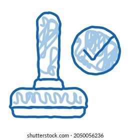 Marcador de selección aprobado de impresión manual (Hand Print Seal) Elemento de esbozo vector. Dibujo de la línea de doodle azul dibujado a mano ilustración de símbolo aislado