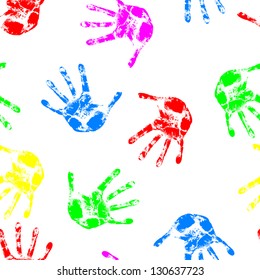 Hand print,  seamless  wallpaper, vector illustration.