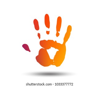 Hand print sign icon. Stop symbol. Blurred gradient design element. Vivid graphic flat icon. Vector