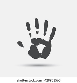 Hand Print Sign Icon. Stop Symbol. Flat Hand Print Web Icon On White Background. Vector