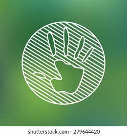 Hand print sign linear icon. Stop symbol. Planet protection care recycling save ecology concept.