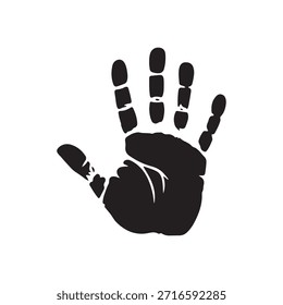 Ilustración plana del Vector de la silueta del símbolo de la impresión de la mano en el fondo blanco