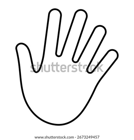 Hand print vector icon. Black outline palm symbol for identity, security, biometric scan, stop sign, or child handprint design.