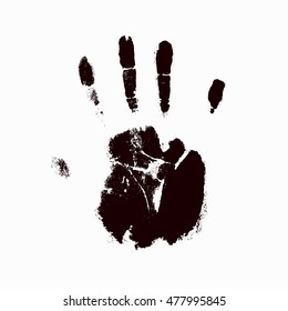Hand print. Vector illustration concept conceptual black paint human hand