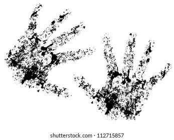 Hand prints Black blurred hand prints on white background