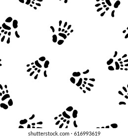 Hand prints black, seamless tile vector texture pattern