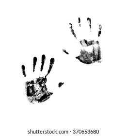 Hand prints. Left and right. Black on white