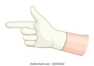 Hand proctologist with a latex glove. Vector illustartion.
