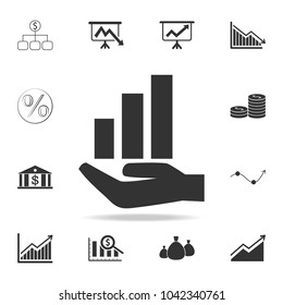 Hand and profit icon. Detailed set of finance, banking and profit element icons. Premium quality graphic design. One of the collection icons for websites, web design on white background