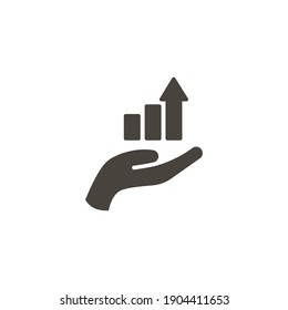 Hand and profit icon. Solid style for web template and app. Future, pick, revenue, business, achievement, chart, diagram, vector illustration design on white background. EPS 10