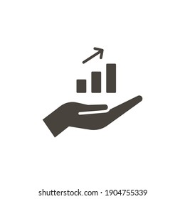 Hand And Profit Icon. Solid Style For Web Template And App. Future, Pick, Revenue, Business, Achievement, Chart, Diagram, Vector Illustration Design On White Background. EPS 10