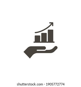 Hand and profit icon. Solid style for web template and app. Future, pick, revenue, business, achievement, chart, diagram, vector illustration design on white background. EPS 10