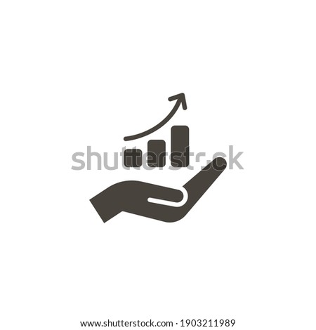 Hand and profit icon. Solid style for web template and app. Future, pick, revenue, business, achievement, chart, diagram, vector illustration design on white background. EPS 10