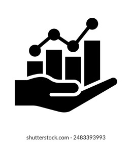 Hand profit icons. Growth graphs charts line icons set. Data elements, bar and pie, diagrams business infographics. Visualization of data statistic and analytics. Financial rise up. Increase profit.