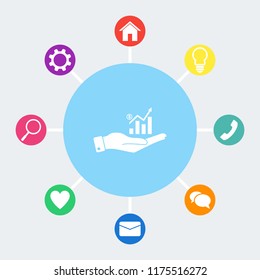 Hand and profit vector icon. 
