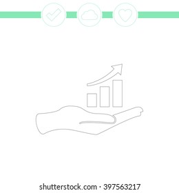Hand and profit vector icon. 