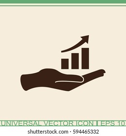 Hand and profit vector icon. 
