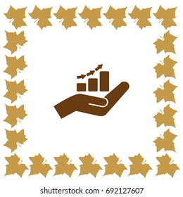 Hand and profit vector icon