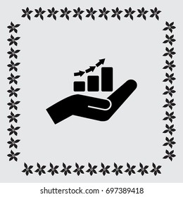 Hand and profit vector icon