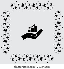 Hand and profit vector icon