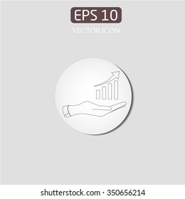 Hand and profit vector icon. Graph chart and hand sign icon