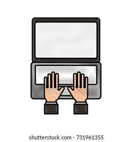 hand programmer typing laptop coding development language