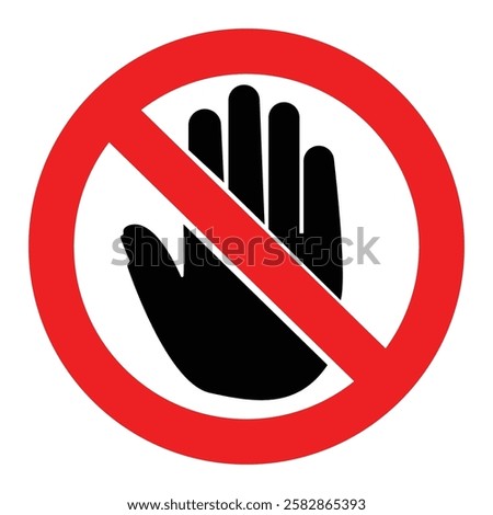 Hand prohibited sign, no entry, no touching, no pushing, off limits, vector icon