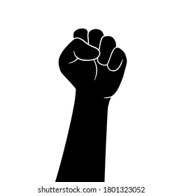 Hand up proletarian revolution, clenched fist hand. Black lives matter protest in USA. Raised fist - symbol of victory, protest, strength, power and solidarity icon – vector