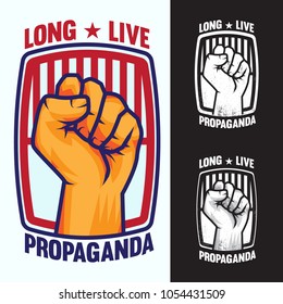 Hand Up Proletarian Revolution Propaganda - Fist of revolution. Human hand up logo.