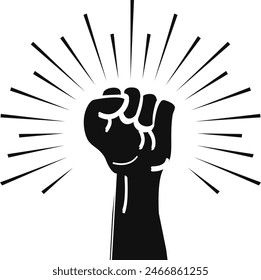 Hand up proletarian revolution, symbol of victory, protest, strength, power and solidarity