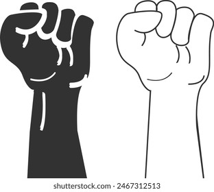 Hand up proletarian revolution, symbol of victory, protest, strength, power and solidarity