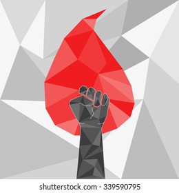 Hand Up Proletarian Revolution in triangular low poly style