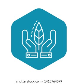 Hand protect leaf icon. Outline hand protect leaf vector icon for web design isolated on white background