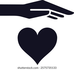 Hand protecting heart icon expressing themes of love, care, and wellbeing, symbolizing support, affection, and the importance of health in relationships and community connections