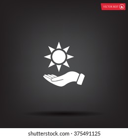 Hand protecting sun icon 